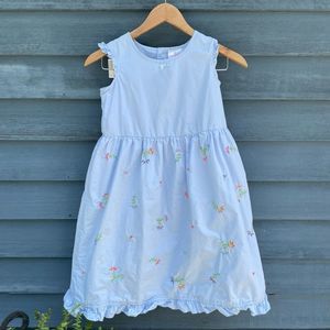 Hanna Andersson light blue dress with flowers 130 cm size 8